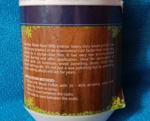 Sheenlac water base interior wood polish is a PU based heavy duty polish with a glossy or matt finish that dries quickly to a crystal clear film.100ml