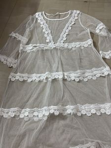 Lace Detail White Dress