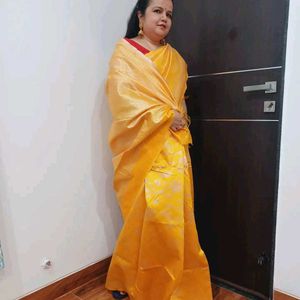 Yellow silk saree