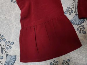 Maroon Ruffle Top