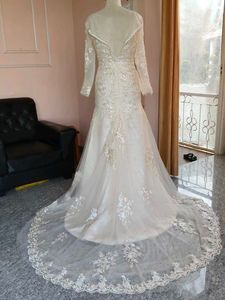 Elegant Lace Trending Champagne Wine Wedding Gown