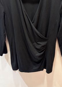 Talbots Black Wrap Top