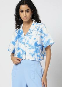 Blue Tie-Dye Button-Down Shirt