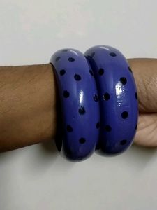Funky wooden Polka Dot Bangles - Set of Two