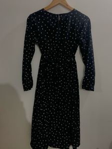 Chic Black Polka Dot Midi Dress
