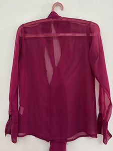Elegant Burgundy Tie-Neck Blouse
