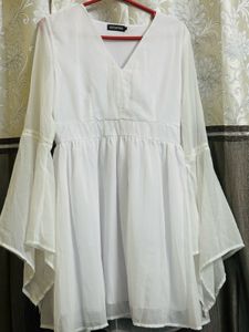 White Flowy Sleeve dress