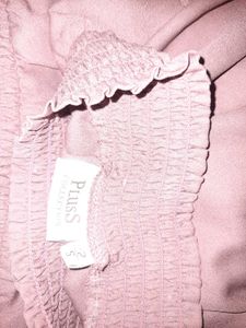 Women Peach-Coloured Self Design Blouson Top