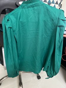 Emerald Green Lace Trim Blouse