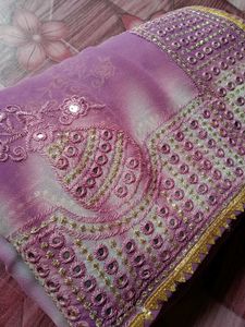Blue Embroidered Saree with Blouse