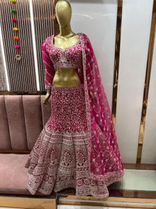 Fish Cut Design Stunning Pink Lehenga Choli