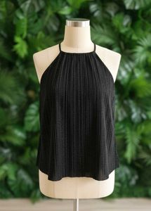 Black Pleated Halter Top