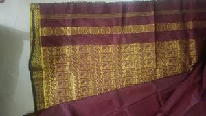 Stunning Coffee Brown Saree with Golden Designs