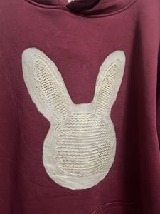 vintage Burgundy Bunny Graphic Hoodie