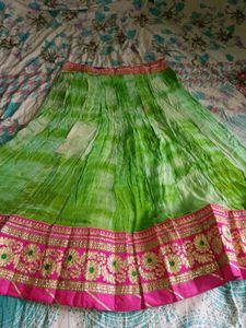 Green Embroidered Boho Skirt