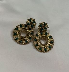 Green &amp; Gold Earrings