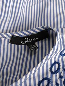 Imported Stripped Embroidered Top