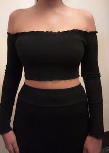 Shein Black Off-Shoulder Crop Top