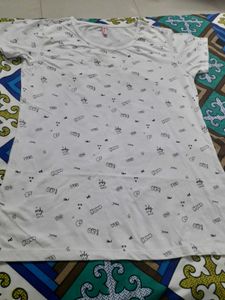 White Graphic Print Tee