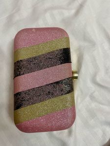 Sparkly glitter Striped Clutch for wedding