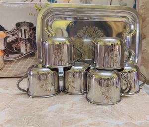 Steel Tea Set with Tray