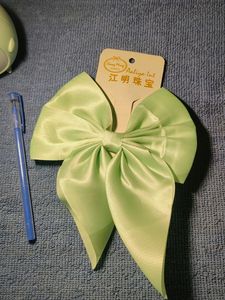 Light Green Ribbon Bow Clip 🎀