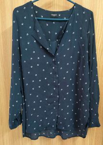JEANSWEST Navy Blue Polka Dot button Blouse