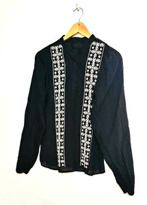 Embroidered Black Top Bust Size-38