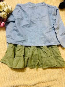 Blue, green colour skirt, stylish top