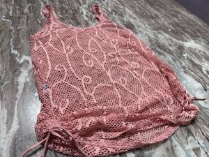 Netted Nude Colour Top/ Shrug