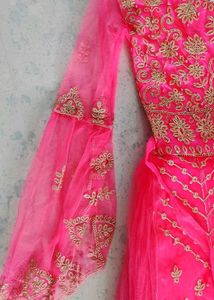 Elegant Pink Net Embroidered Party Gown for Women