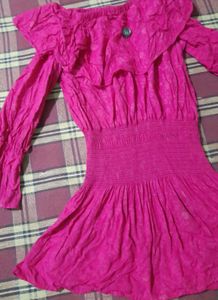 Pink Off Shoulder Dress