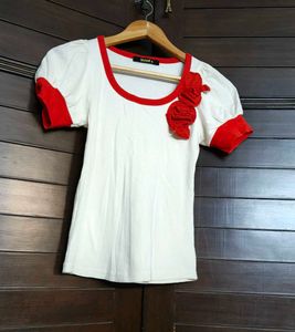 Girl Off White Cotton Top For 8 To 10 Yrs