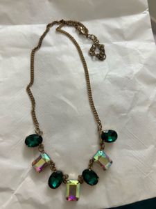 Emerald &amp; Iridescent Gem Necklace