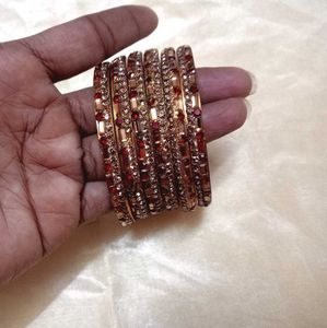Sparkling Red & Gold Bangles