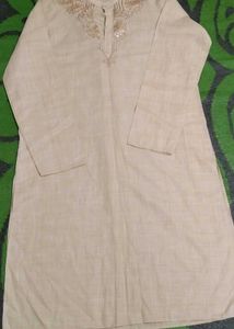 Light Gold Embroidery Kurta