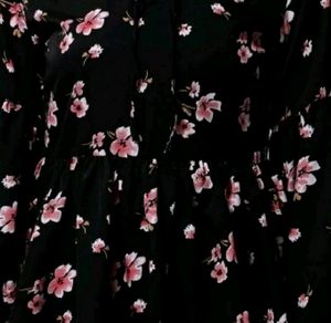 Floral Print Women Black Top