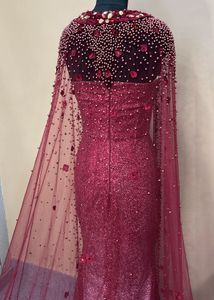 Maroon Gown With Cape
