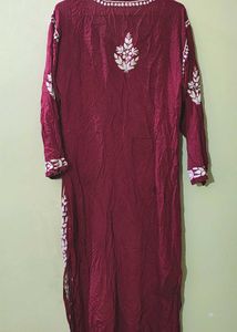 Maroon Chikankari Kurta.