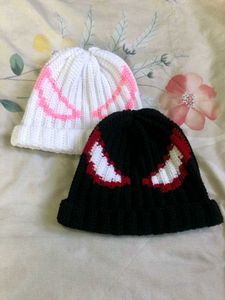 Set Of Two Handmade Character Beanies