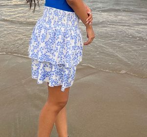 Floral Ruffle Mini Skirt