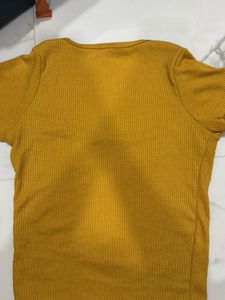 Ribbed Square Neck Top - Mustard Yellow