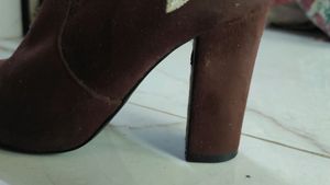 Block Heel Velvet Boots