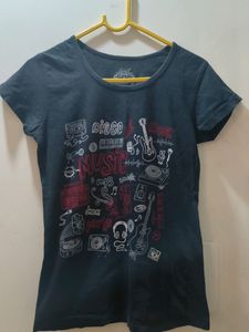 Black Front Printed Tshirt