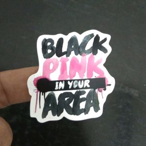 Set Of 11 Black Pink Stickers For Mobile (1 Sheet)