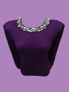 330 Only 1 Pc Purple Embellished Neck Sweater