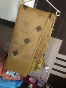 Golden Saree With Black Blouse