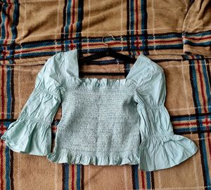 Teal Blue Off Shoulder Top