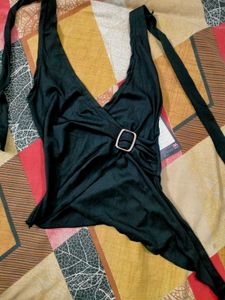 Black Y2K Halter Neck Top
