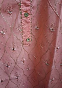 Peach Embroidered Kurta Set With Pant